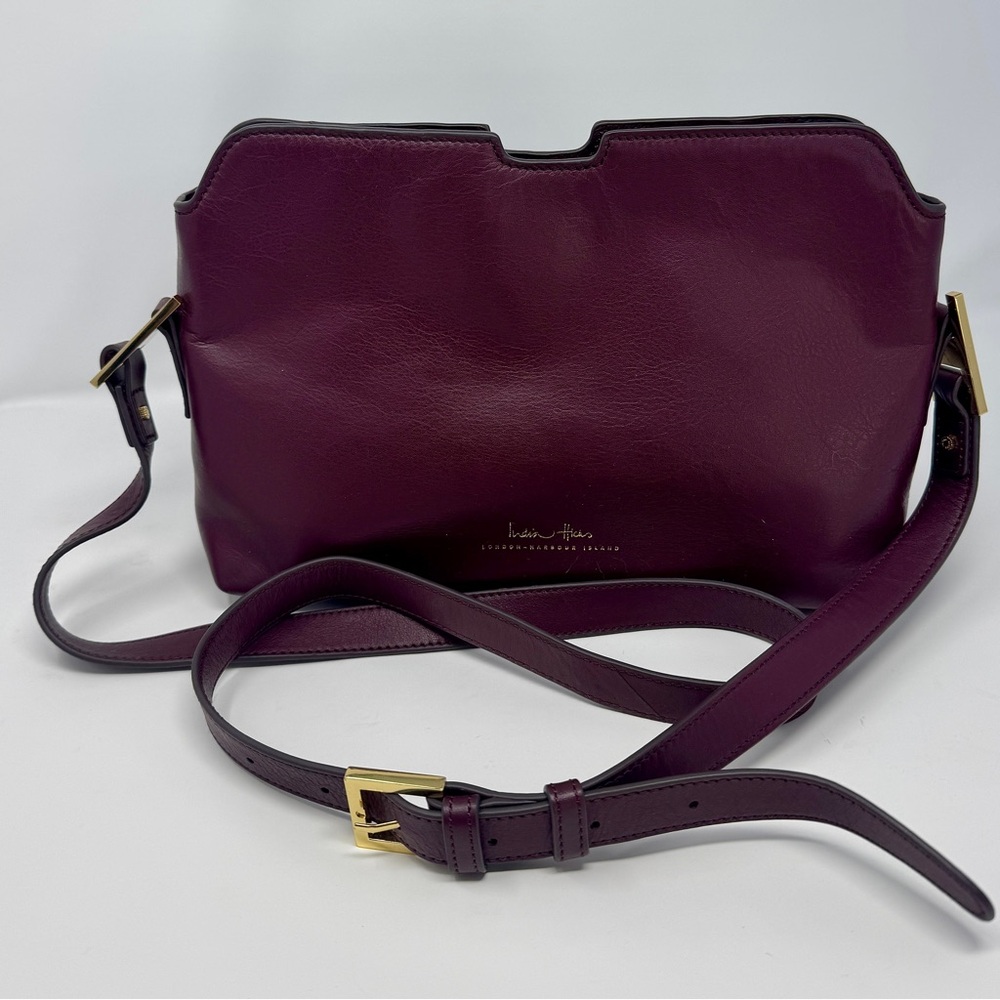 India Hicks Maddison May Crossbody Bag – Plum Leather with Gold Hardware